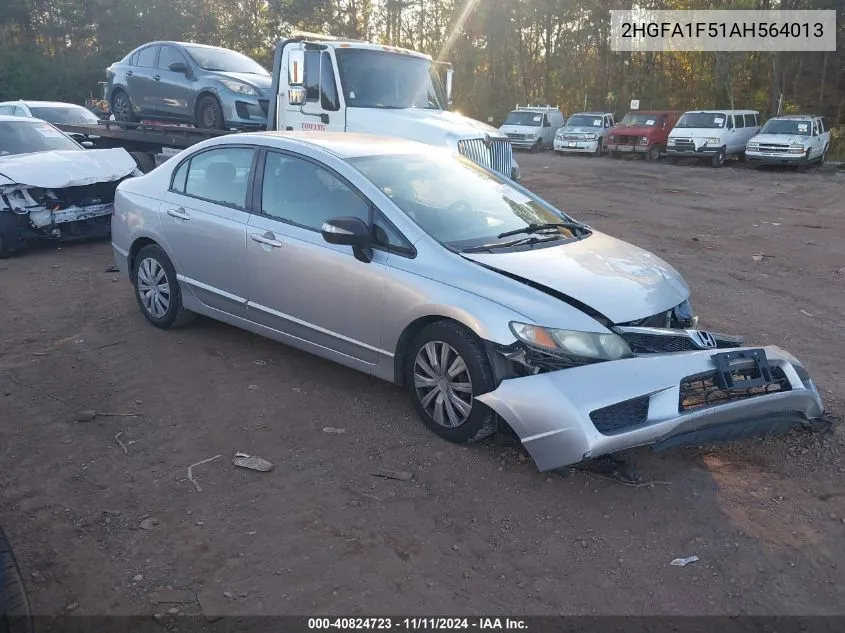 2010 Honda Civic Lx VIN: 2HGFA1F51AH564013 Lot: 40824723