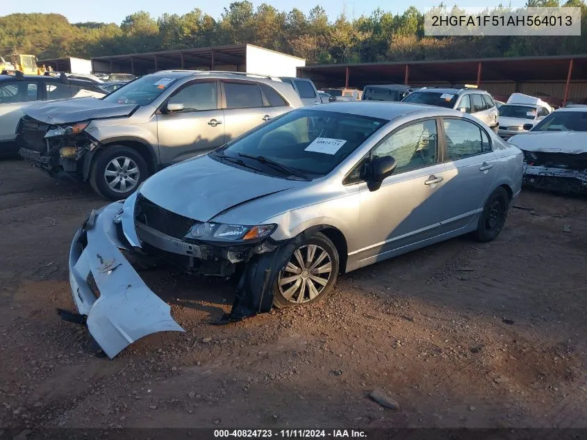 2010 Honda Civic Lx VIN: 2HGFA1F51AH564013 Lot: 40824723