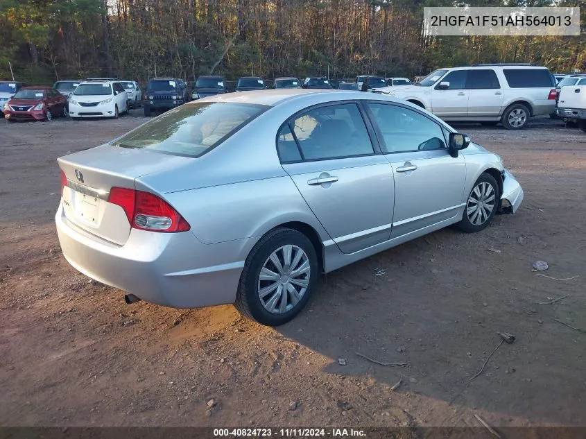 2010 Honda Civic Lx VIN: 2HGFA1F51AH564013 Lot: 40824723