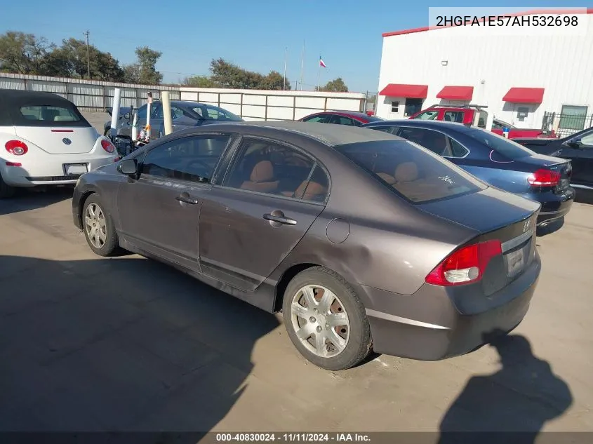 2010 Honda Civic Lx VIN: 2HGFA1E57AH532698 Lot: 40830024