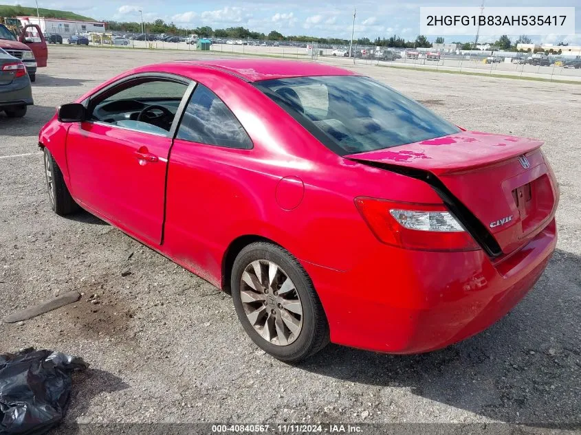 2010 Honda Civic Ex VIN: 2HGFG1B83AH535417 Lot: 40840567