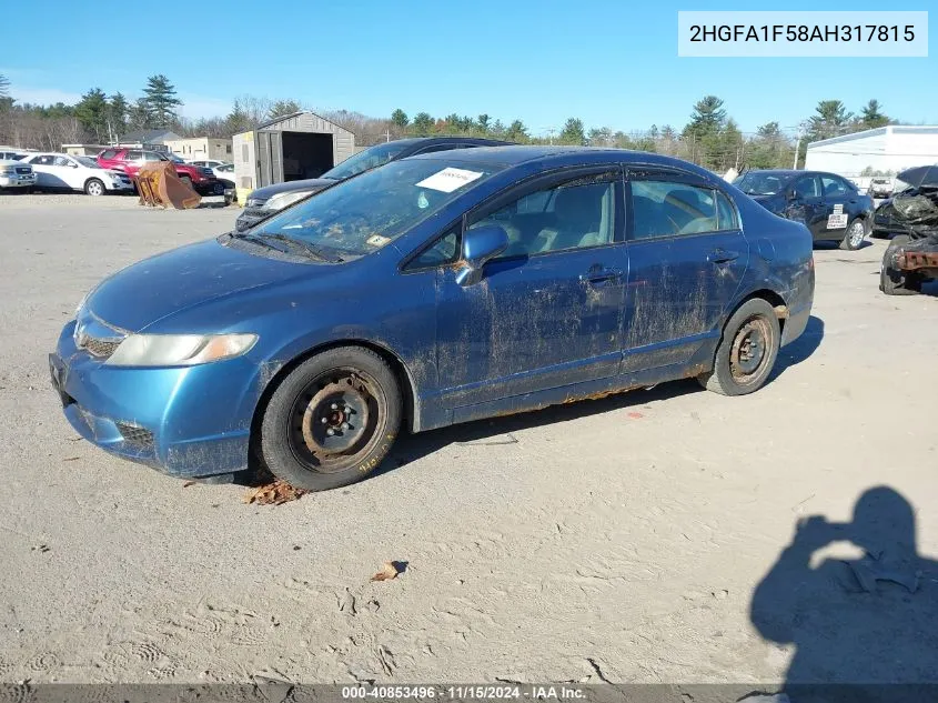 2010 Honda Civic Lx VIN: 2HGFA1F58AH317815 Lot: 40853496