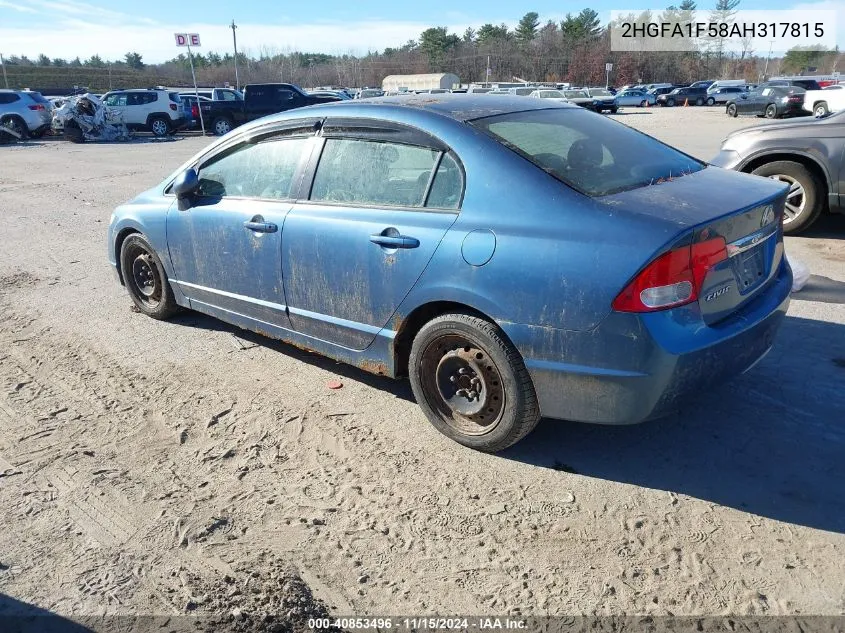 2010 Honda Civic Lx VIN: 2HGFA1F58AH317815 Lot: 40853496