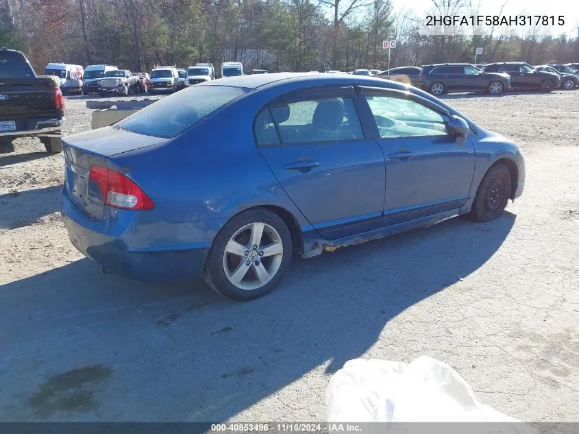 2010 Honda Civic Lx VIN: 2HGFA1F58AH317815 Lot: 40853496