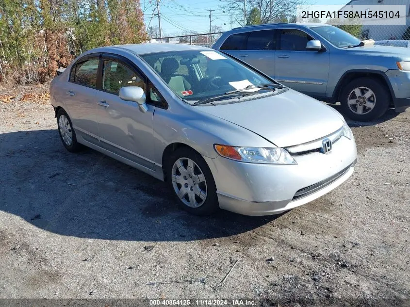 2010 Honda Civic Lx VIN: 2HGFA1F58AH545104 Lot: 40854125