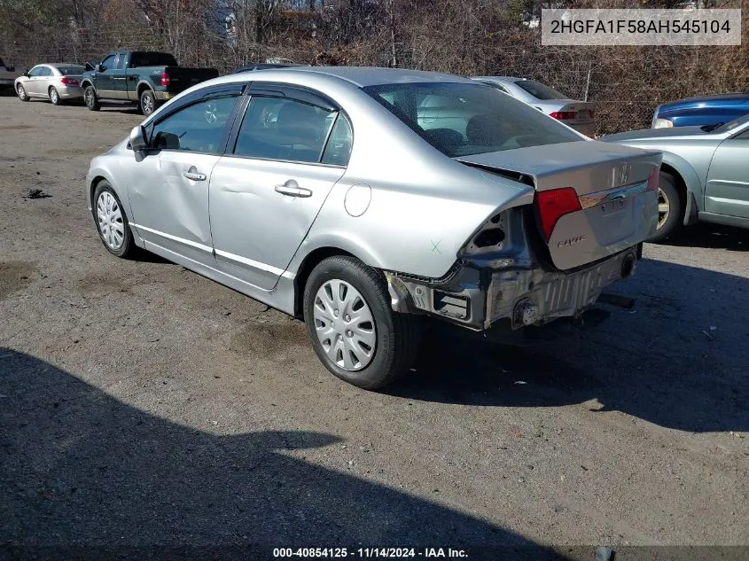 2010 Honda Civic Lx VIN: 2HGFA1F58AH545104 Lot: 40854125