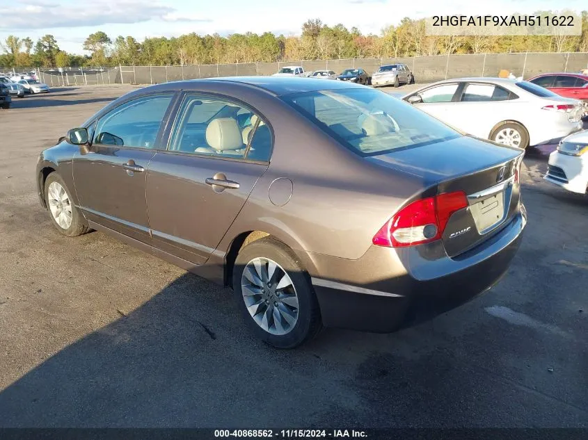 2010 Honda Civic Ex-L VIN: 2HGFA1F9XAH511622 Lot: 40868562