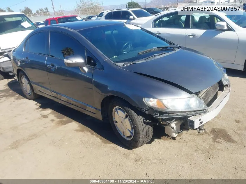 2010 Honda Civic Hybrid VIN: JHMFA3F20AS007357 Lot: 40901190