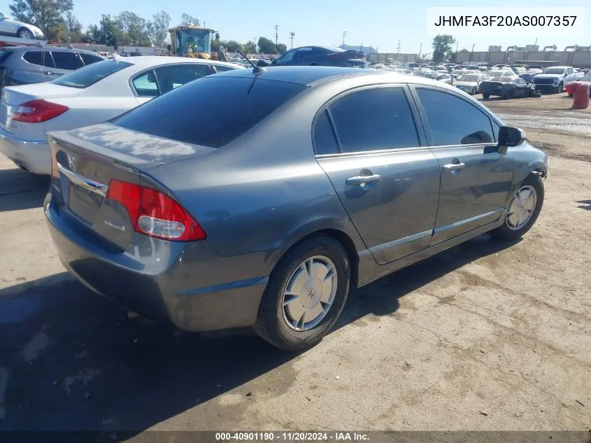 2010 Honda Civic Hybrid VIN: JHMFA3F20AS007357 Lot: 40901190