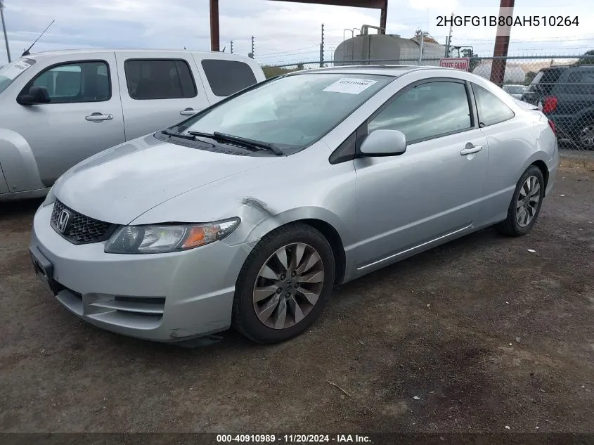 2010 Honda Civic Ex VIN: 2HGFG1B80AH510264 Lot: 40910989