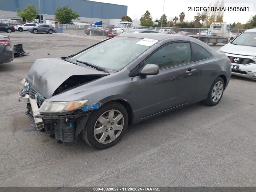 2010 Honda Civic Lx VIN: 2HGFG1B64AH505681 Lot: 40928027