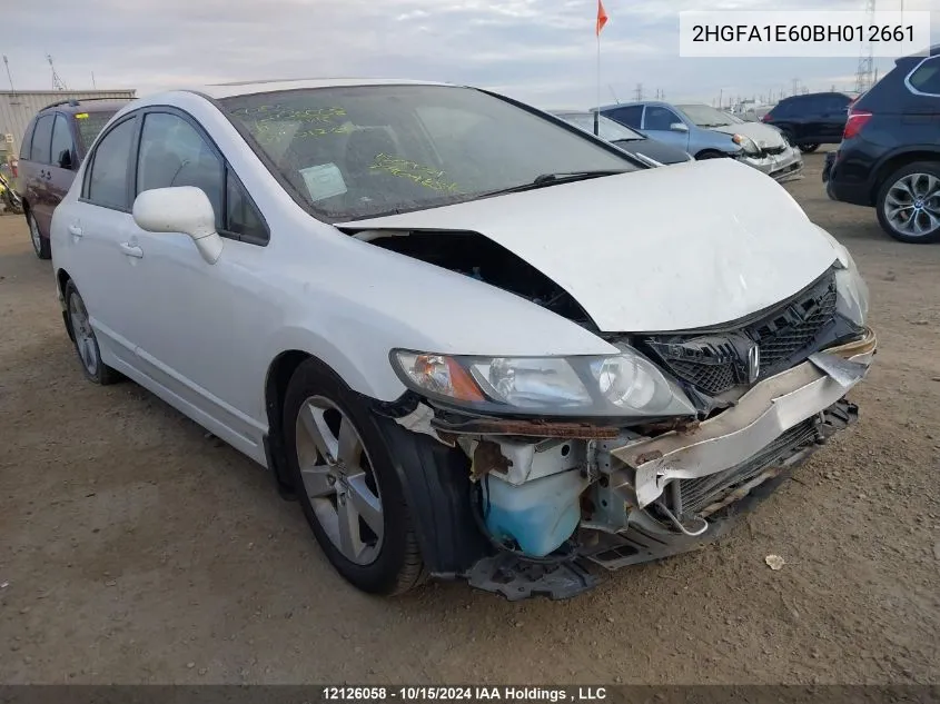 2011 Honda Civic Sdn VIN: 2HGFA1E60BH012661 Lot: 12126058