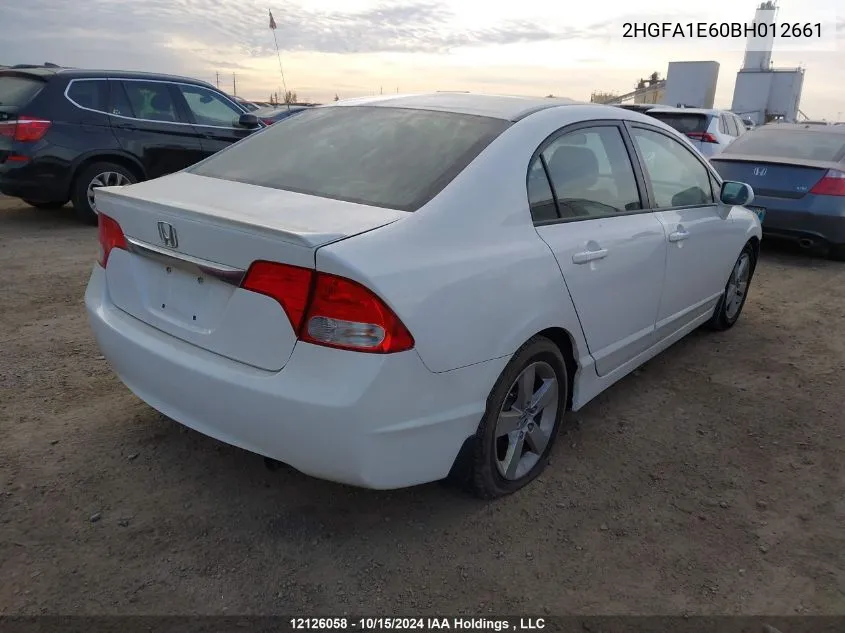 2011 Honda Civic Sdn VIN: 2HGFA1E60BH012661 Lot: 12126058