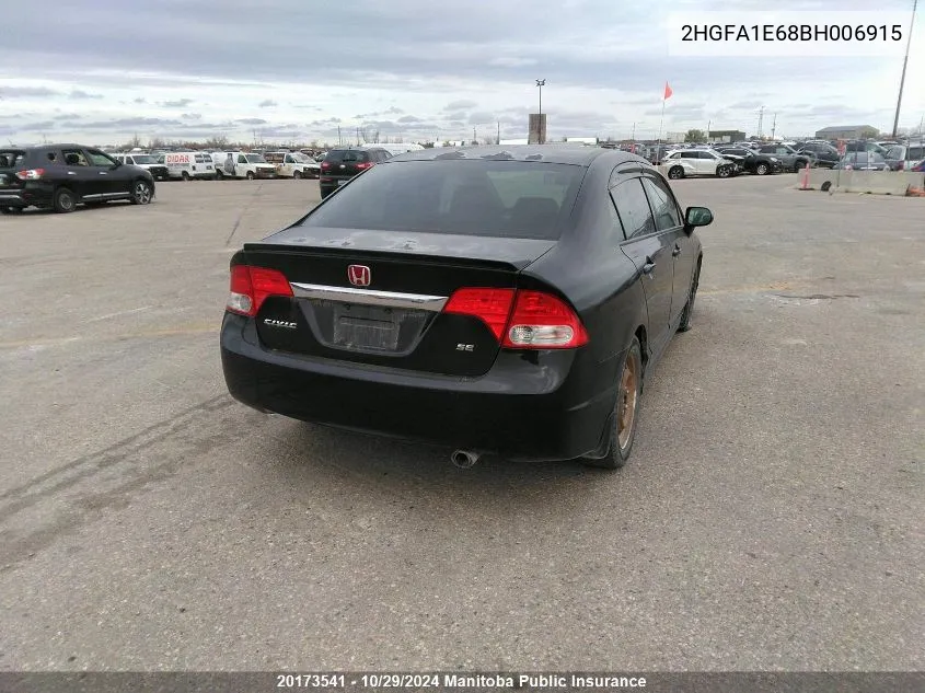 2011 Honda Civic Se VIN: 2HGFA1E68BH006915 Lot: 20173541