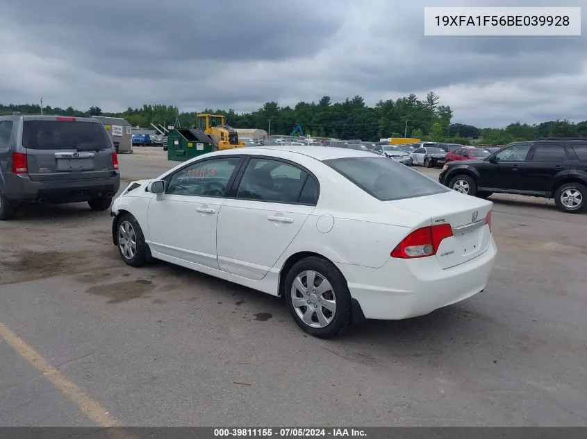 2011 Honda Civic Lx VIN: 19XFA1F56BE039928 Lot: 39811155