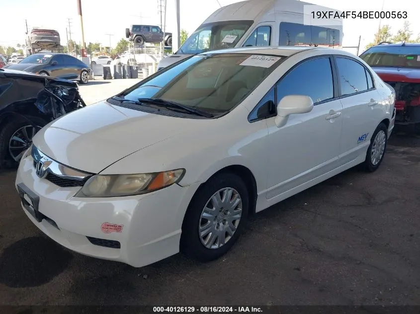 2011 Honda Civic Gx VIN: 19XFA4F54BE000563 Lot: 40510098