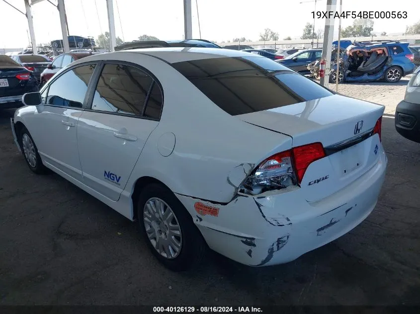 2011 Honda Civic Gx VIN: 19XFA4F54BE000563 Lot: 40510098