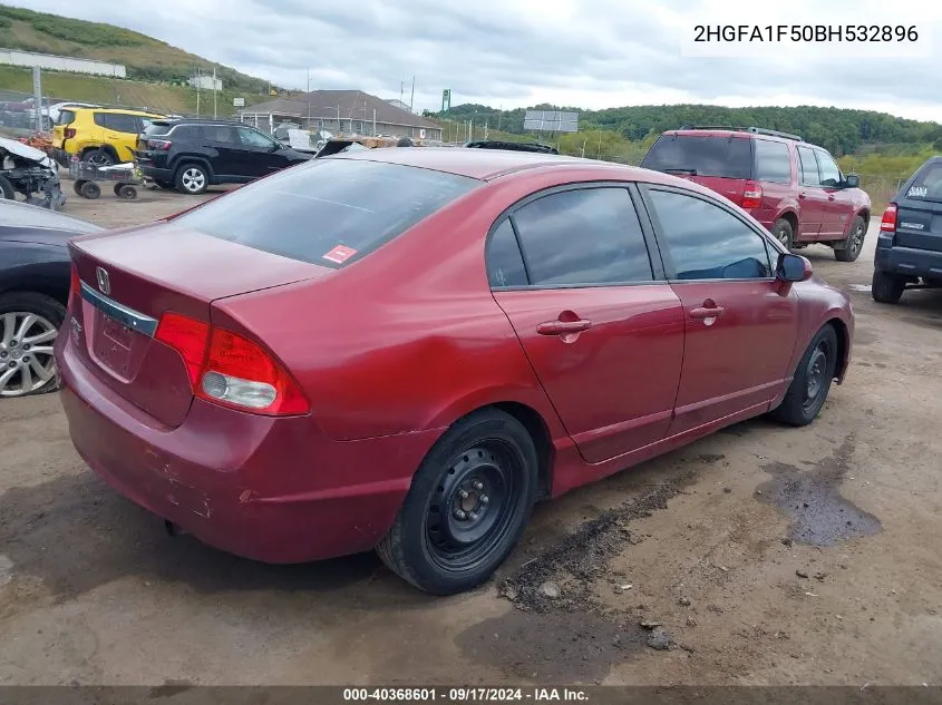 2011 Honda Civic Lx VIN: 2HGFA1F50BH532896 Lot: 40368601