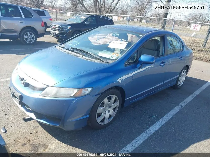 2011 Honda Civic Lx VIN: 2HGFA1F56BH545751 Lot: 40376284