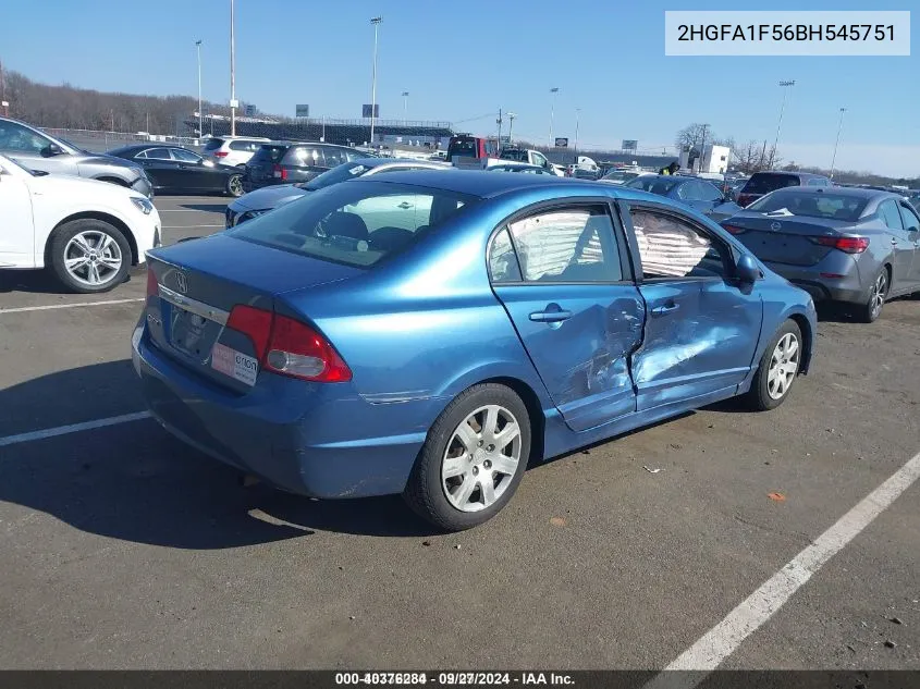 2011 Honda Civic Lx VIN: 2HGFA1F56BH545751 Lot: 40376284