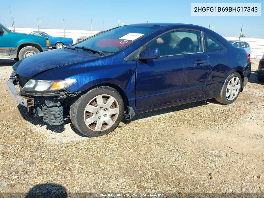 2011 Honda Civic Lx VIN: 2HGFG1B69BH517343 Lot: 40668003