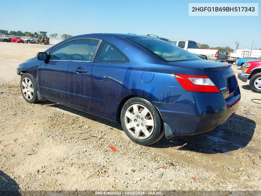 2011 Honda Civic Lx VIN: 2HGFG1B69BH517343 Lot: 40668003