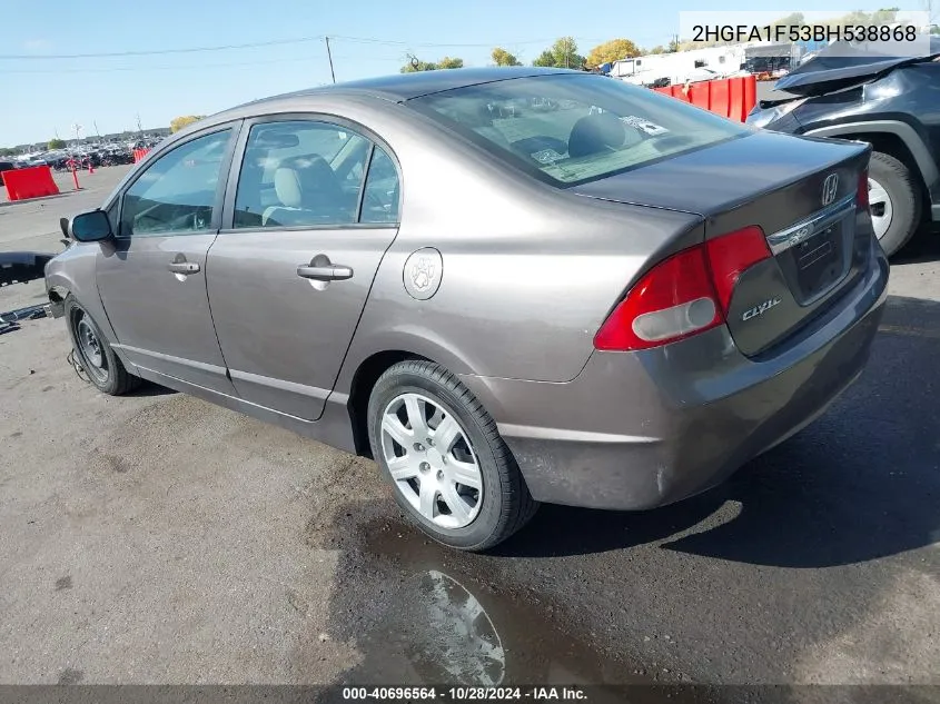 2011 Honda Civic Lx VIN: 2HGFA1F53BH538868 Lot: 40696564