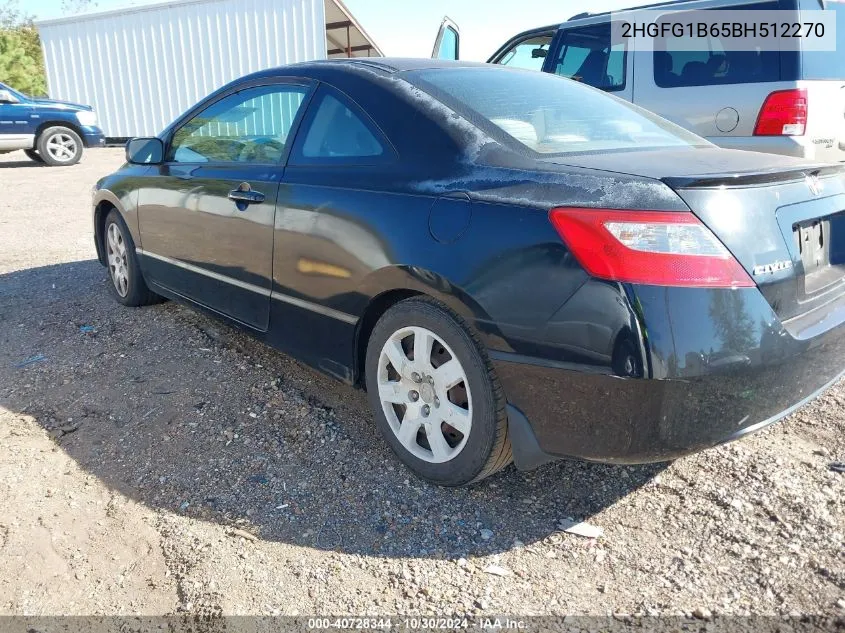 2011 Honda Civic Lx VIN: 2HGFG1B65BH512270 Lot: 40728344