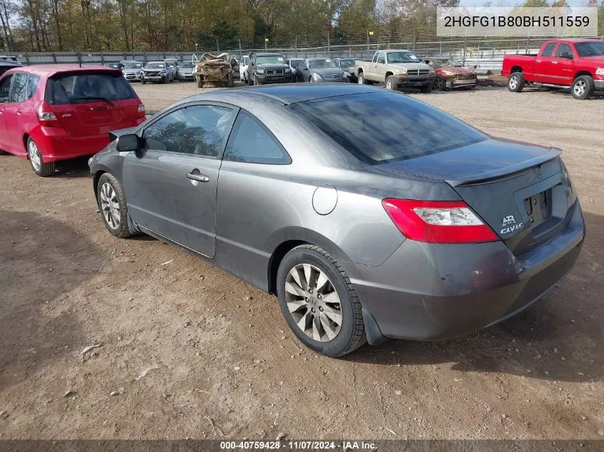 2011 Honda Civic Ex VIN: 2HGFG1B80BH511559 Lot: 40759428