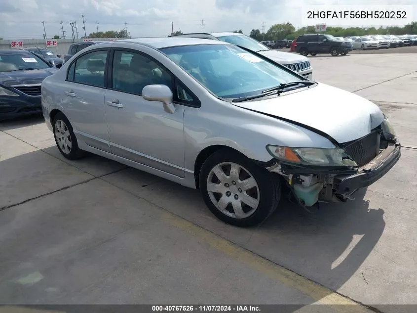 2011 Honda Civic Lx VIN: 2HGFA1F56BH520252 Lot: 40767526