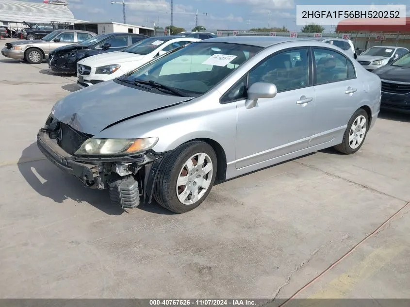 2011 Honda Civic Lx VIN: 2HGFA1F56BH520252 Lot: 40767526