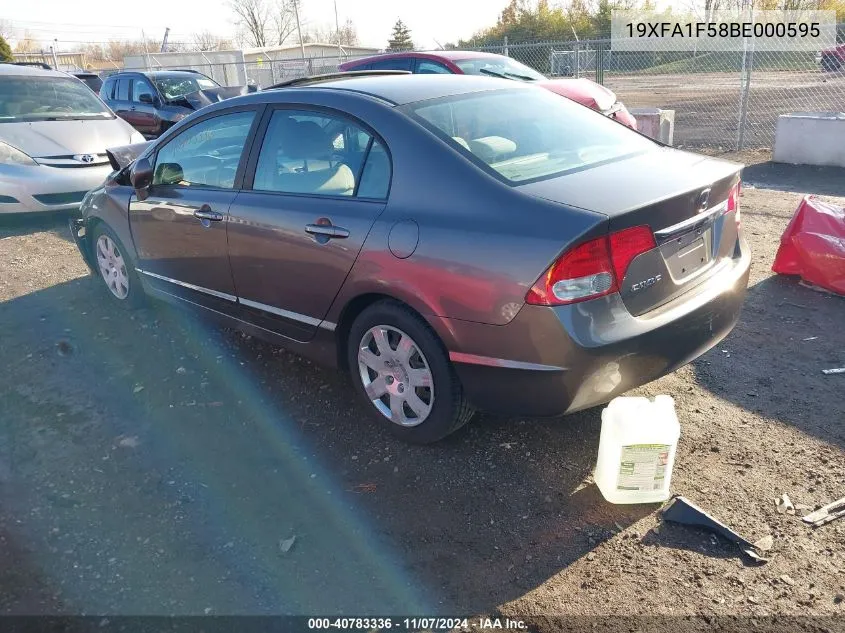 2011 Honda Civic Lx VIN: 19XFA1F58BE000595 Lot: 40783336