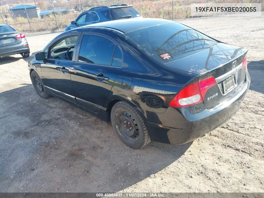 2011 Honda Civic Lx VIN: 19XFA1F5XBE020055 Lot: 40803837