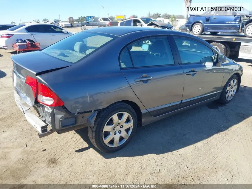 2011 Honda Civic Lx VIN: 19XFA1F59BE049031 Lot: 40807246