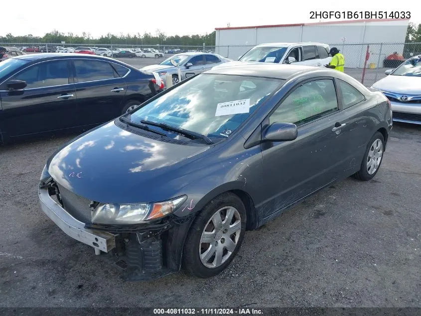 2011 Honda Civic Lx VIN: 2HGFG1B61BH514033 Lot: 40811032