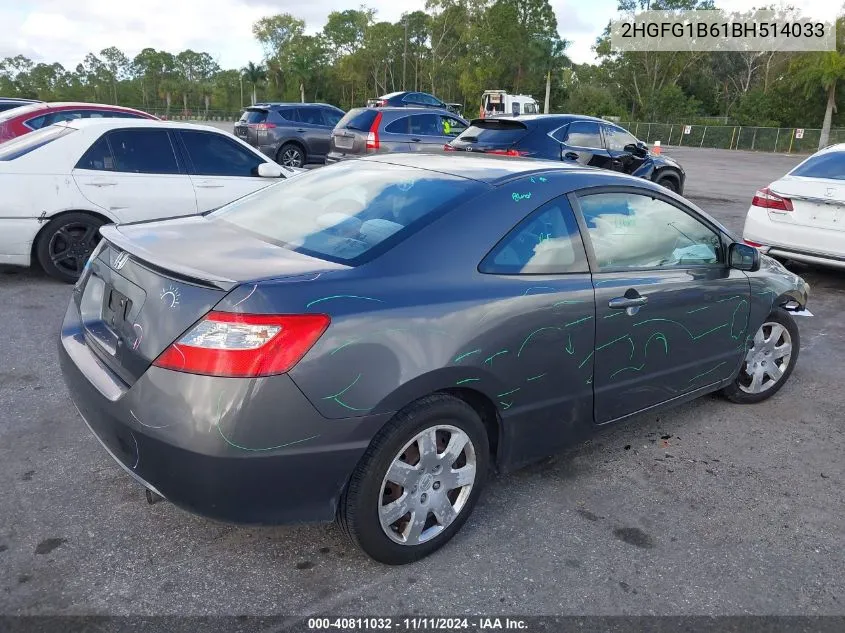 2011 Honda Civic Lx VIN: 2HGFG1B61BH514033 Lot: 40811032