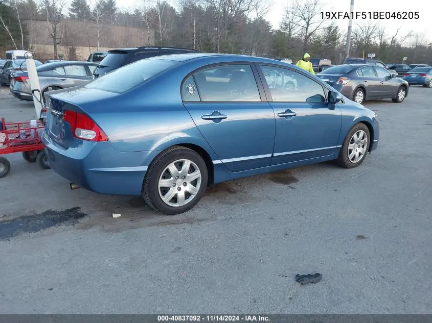 2011 Honda Civic Lx VIN: 19XFA1F51BE046205 Lot: 40837092