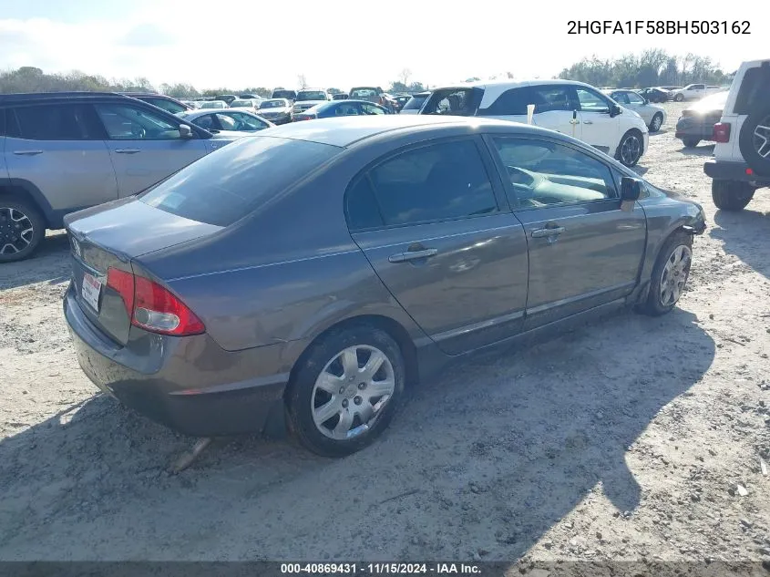 2011 Honda Civic Lx VIN: 2HGFA1F58BH503162 Lot: 40869431