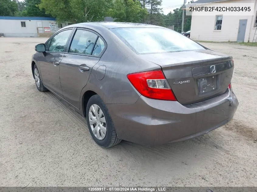 2012 Honda Civic Sdn VIN: 2HGFB2F42CH033495 Lot: 12059917