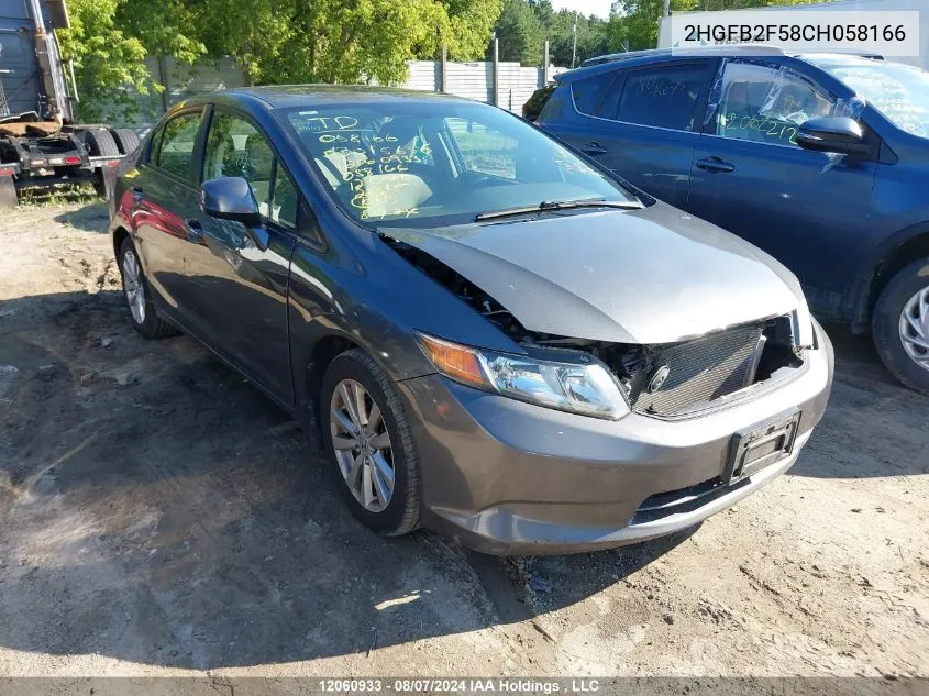 2012 Honda Civic Sdn VIN: 2HGFB2F58CH058166 Lot: 12060933