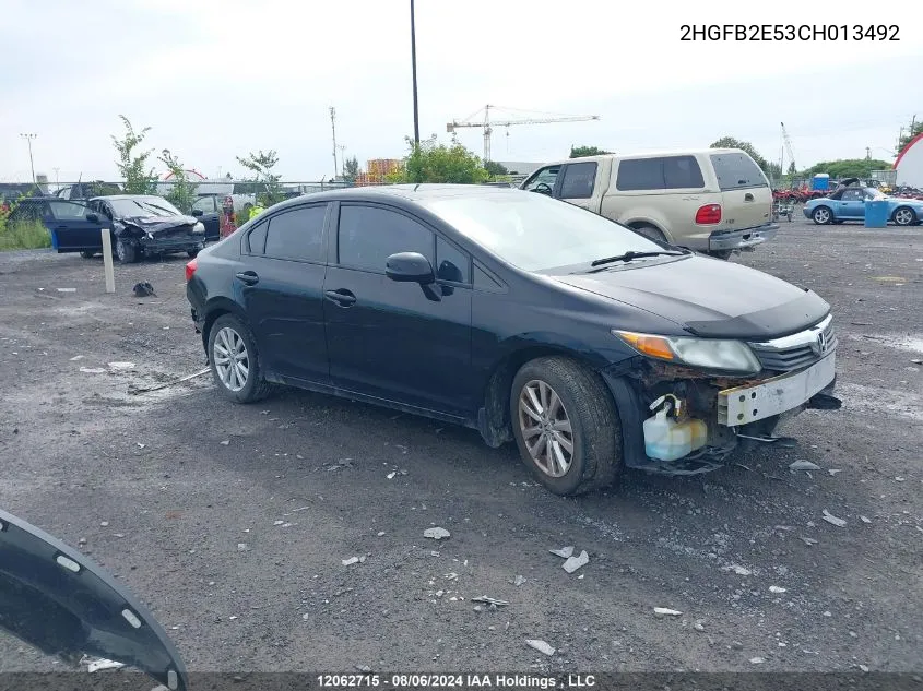 2012 Honda Civic VIN: 2HGFB2E53CH013492 Lot: 12062715