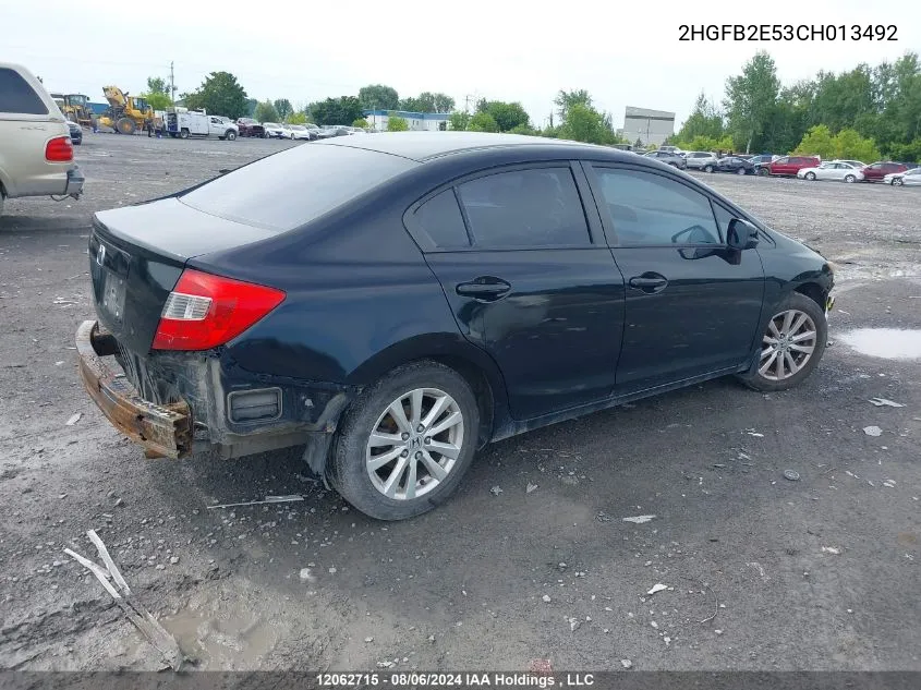 2012 Honda Civic VIN: 2HGFB2E53CH013492 Lot: 12062715