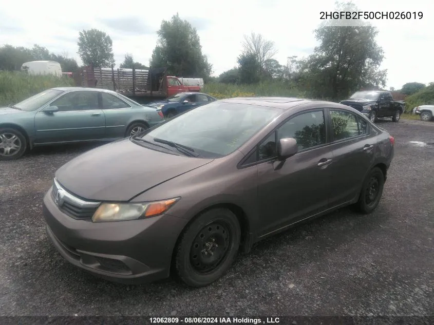 2HGFB2F50CH026019 2012 Honda Civic Lx