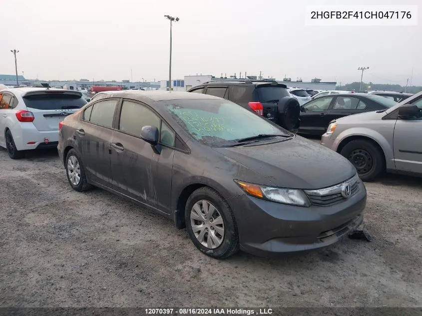 2012 Honda Civic Lx VIN: 2HGFB2F41CH047176 Lot: 12070397