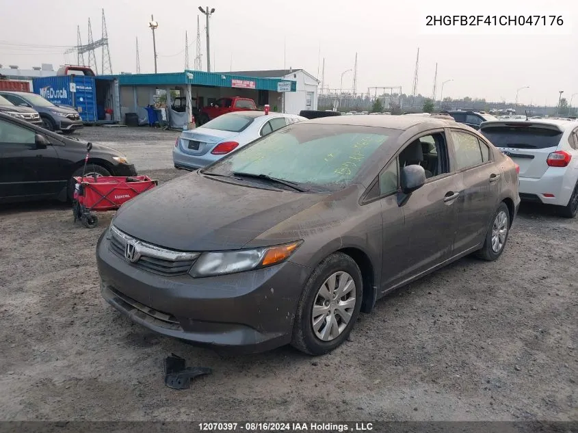 2012 Honda Civic Lx VIN: 2HGFB2F41CH047176 Lot: 12070397