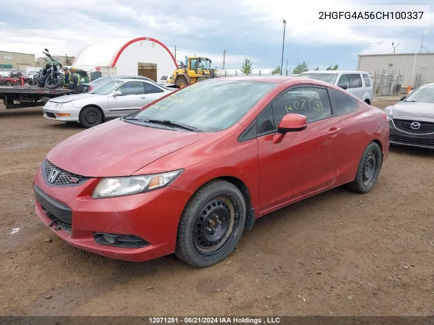 2012 Honda Civic Si Si VIN: 2HGFG4A56CH100337 Lot: 12071281