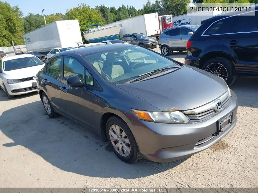 2012 Honda Civic Sdn VIN: 2HGFB2F43CH120516 Lot: 12090516