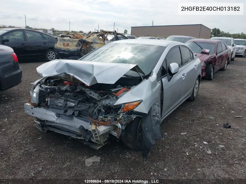 2012 Honda Civic Sdn VIN: 2HGFB2E40CH013182 Lot: 12098654