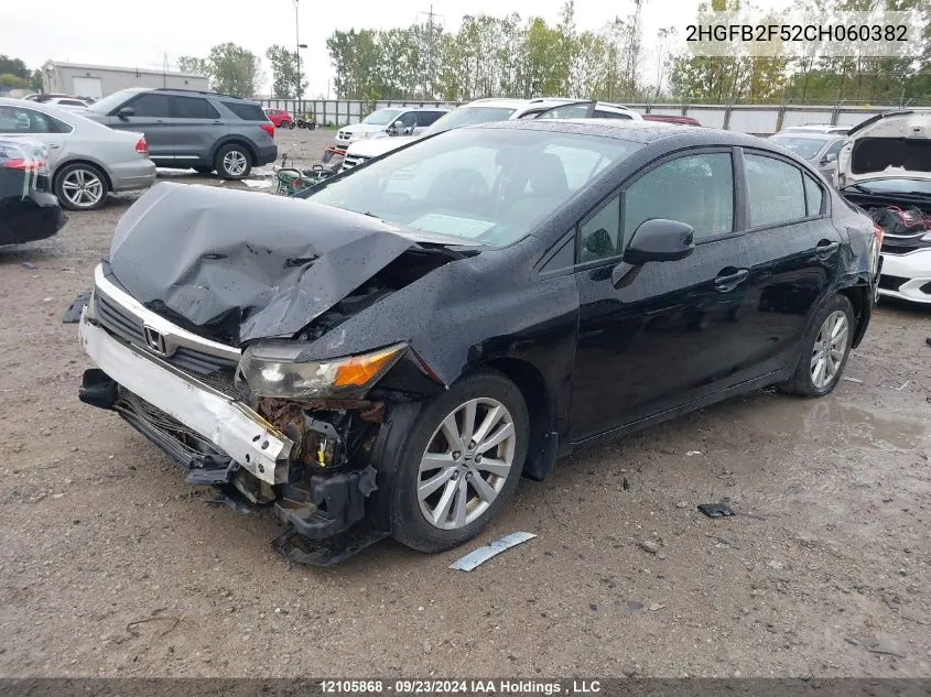 2012 Honda Civic Sdn VIN: 2HGFB2F52CH060382 Lot: 12105868