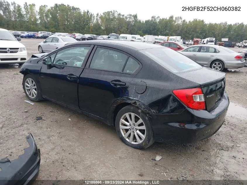 2012 Honda Civic Sdn VIN: 2HGFB2F52CH060382 Lot: 12105868